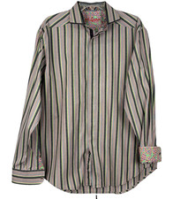 Robert Graham Shirt Mens XL Multicolored Long Sleeve Flip Cuff Hidden Buttons
