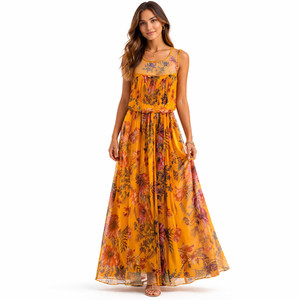 slim fit dress slacks Baltic Born Womens Kamila Tulle Maxi Dress | Blue Multi Floral main image 1