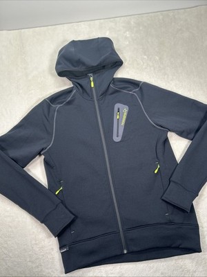 Norrona Polartec Fleece Hooded Jacket Black Full Zip Men's Sz XL Thumbholes