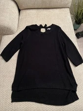 LC LAUREN CONRAD Nouveau Romance Tunic Sweater - Size XL - Black - New with Tags