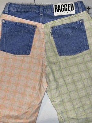Ragged Jeans Women's Size 28 In Blue, Green, And Peach Patchwork