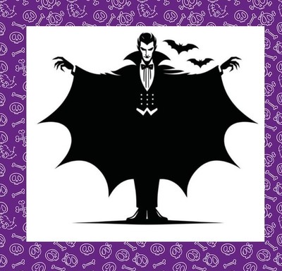 MÄNNLICHER VAMPIR, DRACULA SILHOUETTE VINYL-AUFKLEBER, HALLOWEEN, GRUSELIG, FLEDERMÄUSE 8''