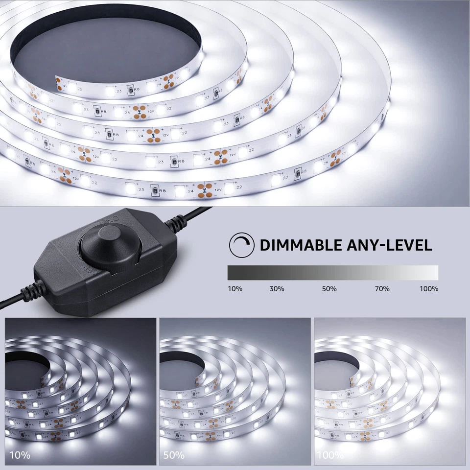 LED Strip Light White, 16.4ft Dimmable Vanity Lights, 6000K Super Bright LED ... - Image 2 of 4