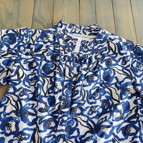 Apiece Apart Las Alturas White Blue Floral Puff Sleeve A-Line Mini Dress XS (I8) - Picture 5 of 13