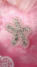 JB105 Crystal Rhinestone Applique Silver Beaded Star 1.5"