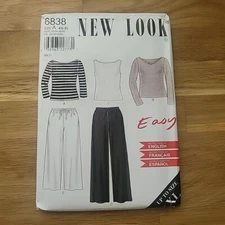 New Look 6838 Women's Sewing Pattern Sizes XS-XL Uncut Factory Folds OOP