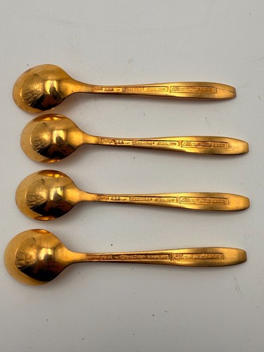 Heritage Diamond Head Gold Electroplate Demitasse Spoons Set of 4 Japan AAA - Picture 2 of 8
