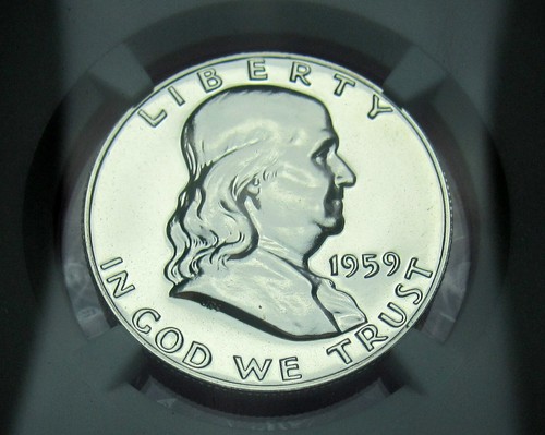 1959 PF 69 FRANKLIN SILVER HALF DOLLAR PROOF PR 69 - Picture 3 of 4