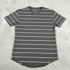BYLT Shirt Mens Medium Gray Tee Basic Drop Cut Lux Casual Stripped