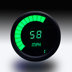 3 3/8" Universal Digital Memory Speedometer Green LED Gauge Black Bezel USA Made