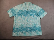 Vintage Royal Creations Hawaii Shirt Men XL Aqua Teal Blue Hawaiian Tiki Beach