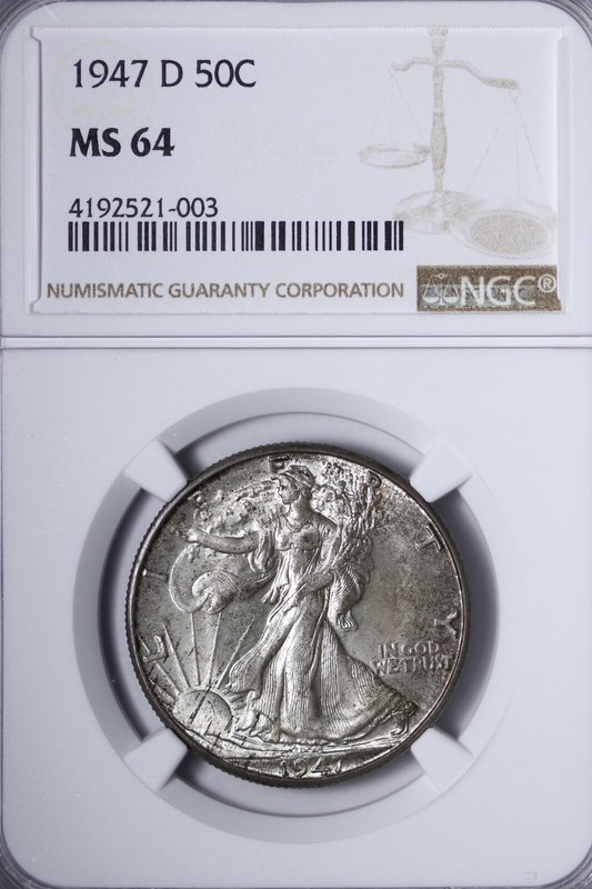 BU 1947-D Walking Liberty Half Dollar NGC MS64 Super Original SALM