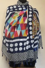 Rainbow Diamond Pattern Large Scarf/Shawl by Cara New York (A11)