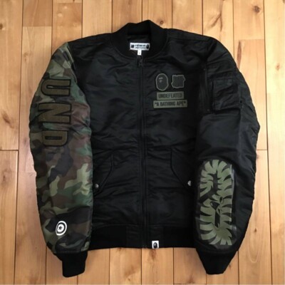 BAPE × undefeated shark MA-1 bomber jacket Black A Bathing BAPE × undefeated shark MA-1 bomber jacket Black A Bathing
