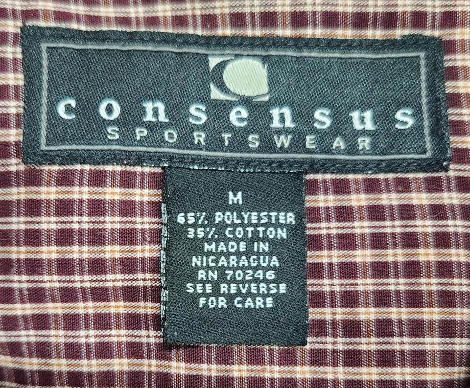 Camisa con botones Consensus Sportswear para hombre talla mediana, manga larga, sin arrugas Foto 3 de 4