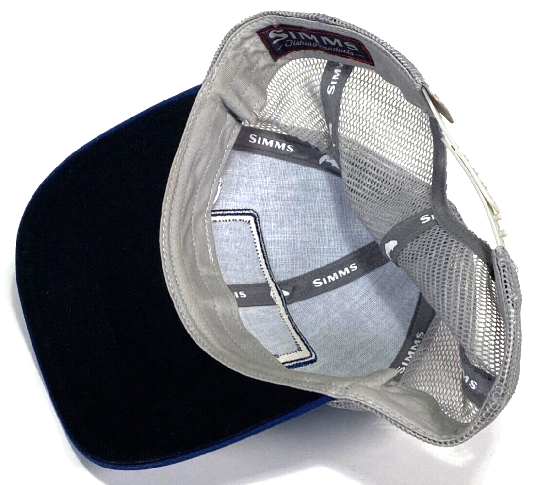 SIMMS Fishing Products Hat-Grey Blue Orange-Fish Logo-Snapback
