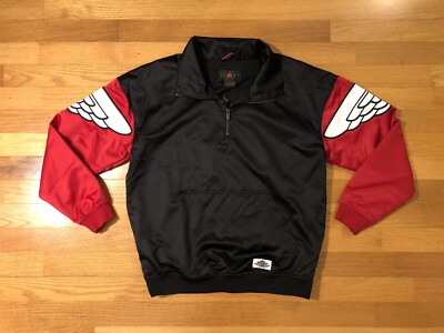 New S Nike Air Jordan 1 Wings 1/4 Zip Jacket Black Red Chicago