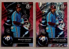 2 Pack Fresh 2023 Bowman Platinum #10 Bryce Harper Phillies Ice Foil & Base Card