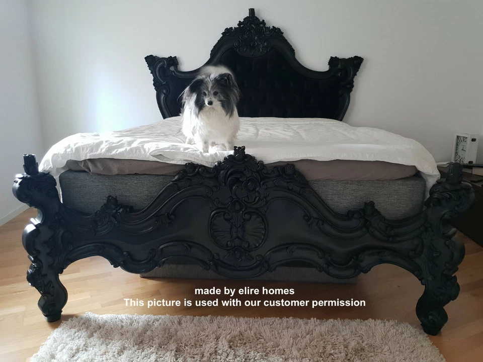 Reino Unido King5' Gótico Negro Diseñador Barroco Estilo Francés Cama Caoba Foto 2 de 4