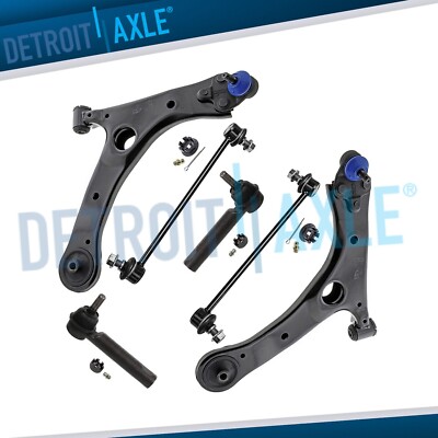 6pc Front Lower Control Arms + Tie Rods + Sway Bars for 2014-2019 Toyota Corolla