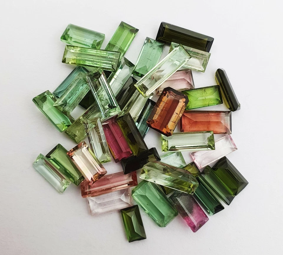 Lote de 20 piedras preciosas sueltas corte baguette de turmalina multi natural 2*4-4*8 mm 10 ct Foto 3 de 4