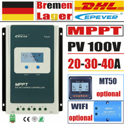 EPEVER MPPT Solar Laderegler 12V/24V Solar Photovoltaic Regler 40/30/20A PV100V