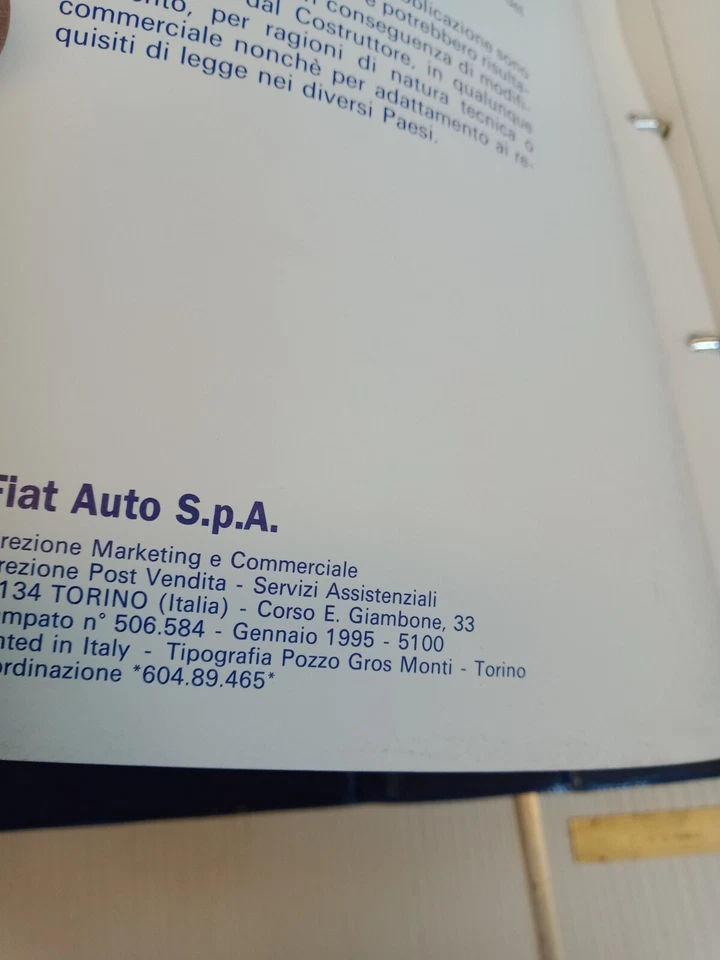 manuale officina originale 1995 Fiat Barchetta - Immagine 4 di 4