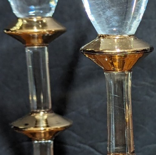 3 - Pier 1 Champagne Flutes Gold Stem Discs Crystal Elegant Glasses Replacements - Picture 5 of 7