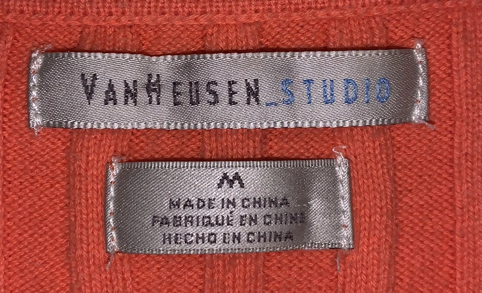 Cárdigan suéter mediano Van Heusen Studio para mujer naranja manga 3/4 detalle floral Foto 3 de 3