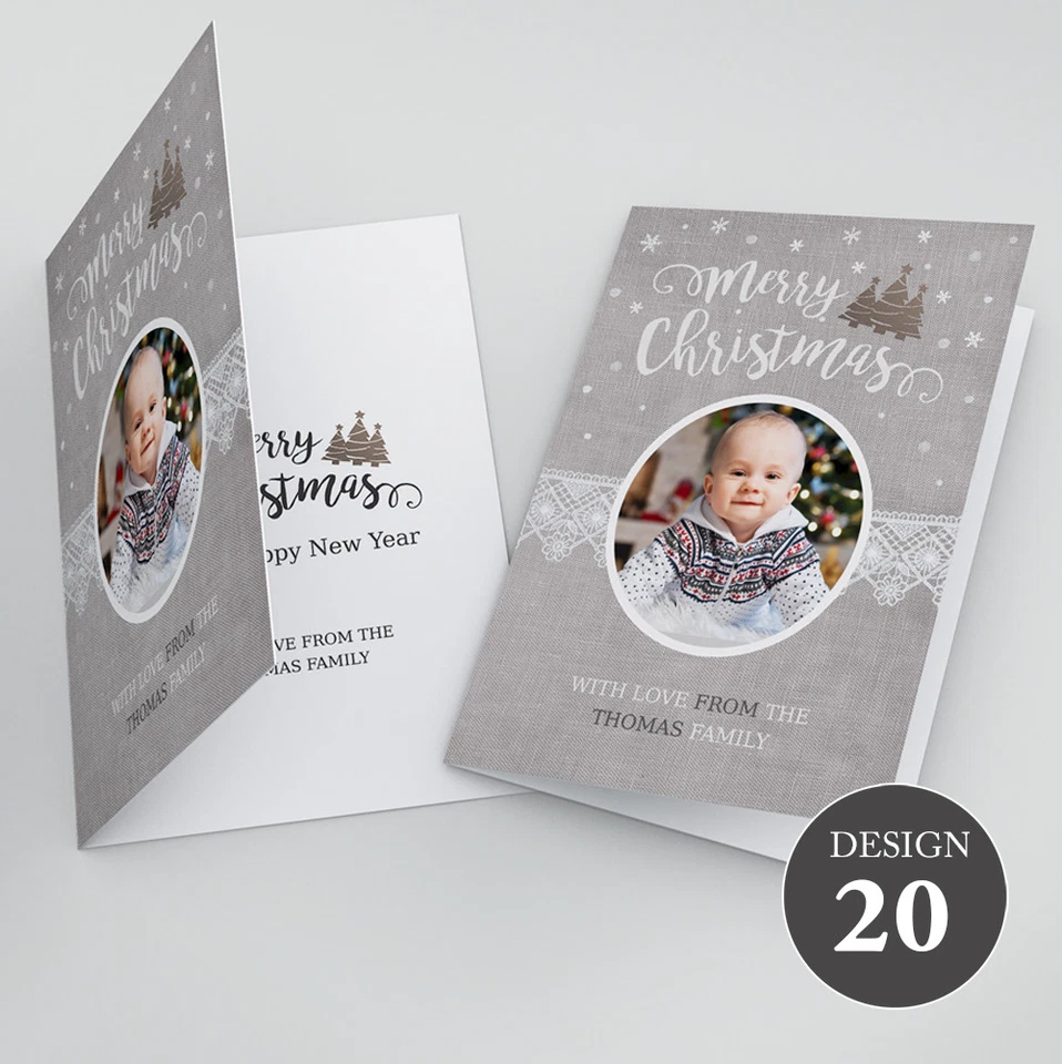 Personalised Pack of Christmas Cards With Photo + Envelopes Folded - Image 4 of 4