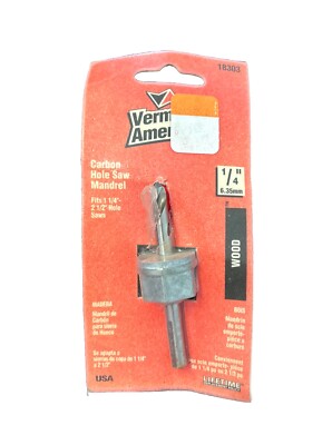 Vermont American Carbon Hole Saw Mandrel 1/4 Shank Fits 1-1/4 to 2-1/2 Inch NOS