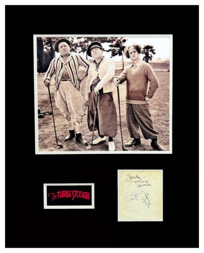 3 Stooges Original Autograph Book Page Signed Museum Framed Ready to Display