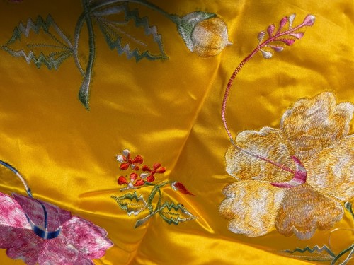 Embroidered Satin Square Table Topper with Satin Fringe *Each sold separately* - Picture 13 of 14