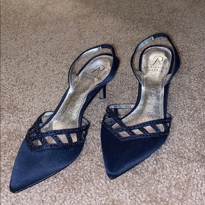 navy kitten heel slingbacks