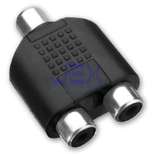 Female RCA Phono to Twin Female RCA Y 2-Way Audio/Video Splitter Adapter