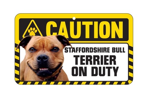 Dog Sign Caution Beware - Staffordshire Bull Terrier - Staffy - Picture 2 of 4