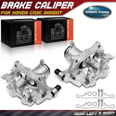 Pair Rear Brake Calipers w/ Bracket for Honda Civic 2016-2021 2023-2024