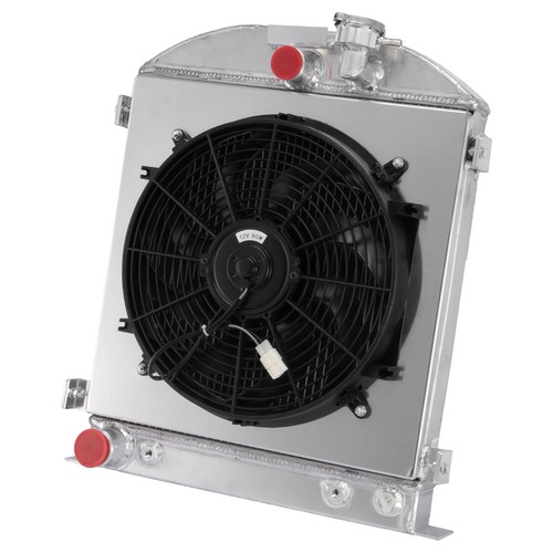 4 Row Aluminum Radiator Shroud Fan For 30-32 Ford Hi-Boy Hot Rod Ford V8 Engine - Bild 2 von 9
