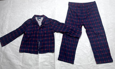 Oshkosh Pajama Set Boys Size 8 plaid Red/Blue Button shirt Pull on Pants