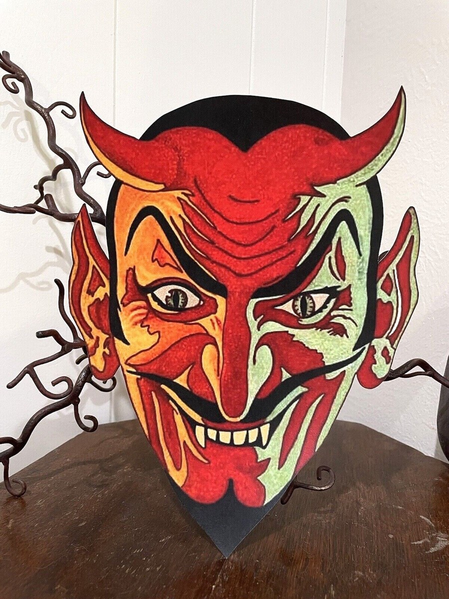 U Pick Vintage Inspired Devil Yellow, Green Face Halloween