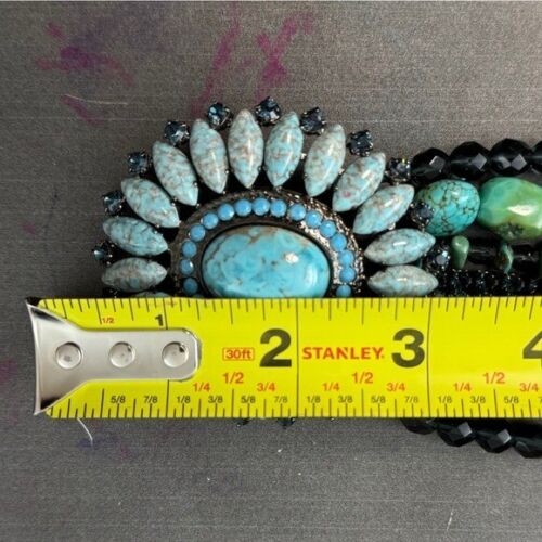 Cintura Neiman Marcus Navajo turchese argento pietra a grappolo concho perline western - Foto 9 di 16