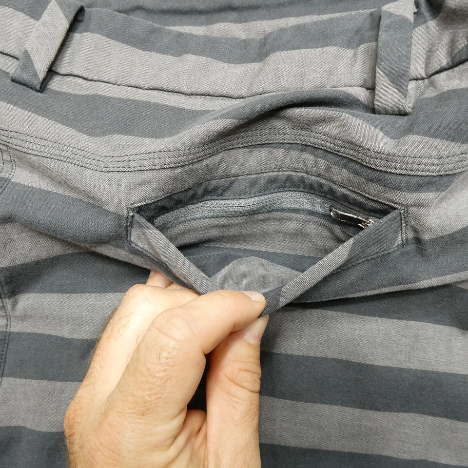 Pantalones Cortos Lululemon Para Hombre Talla 36 Gris Rayas Chino Informal Golf Lona Bolsillo con Cremallera Foto 4 de 4