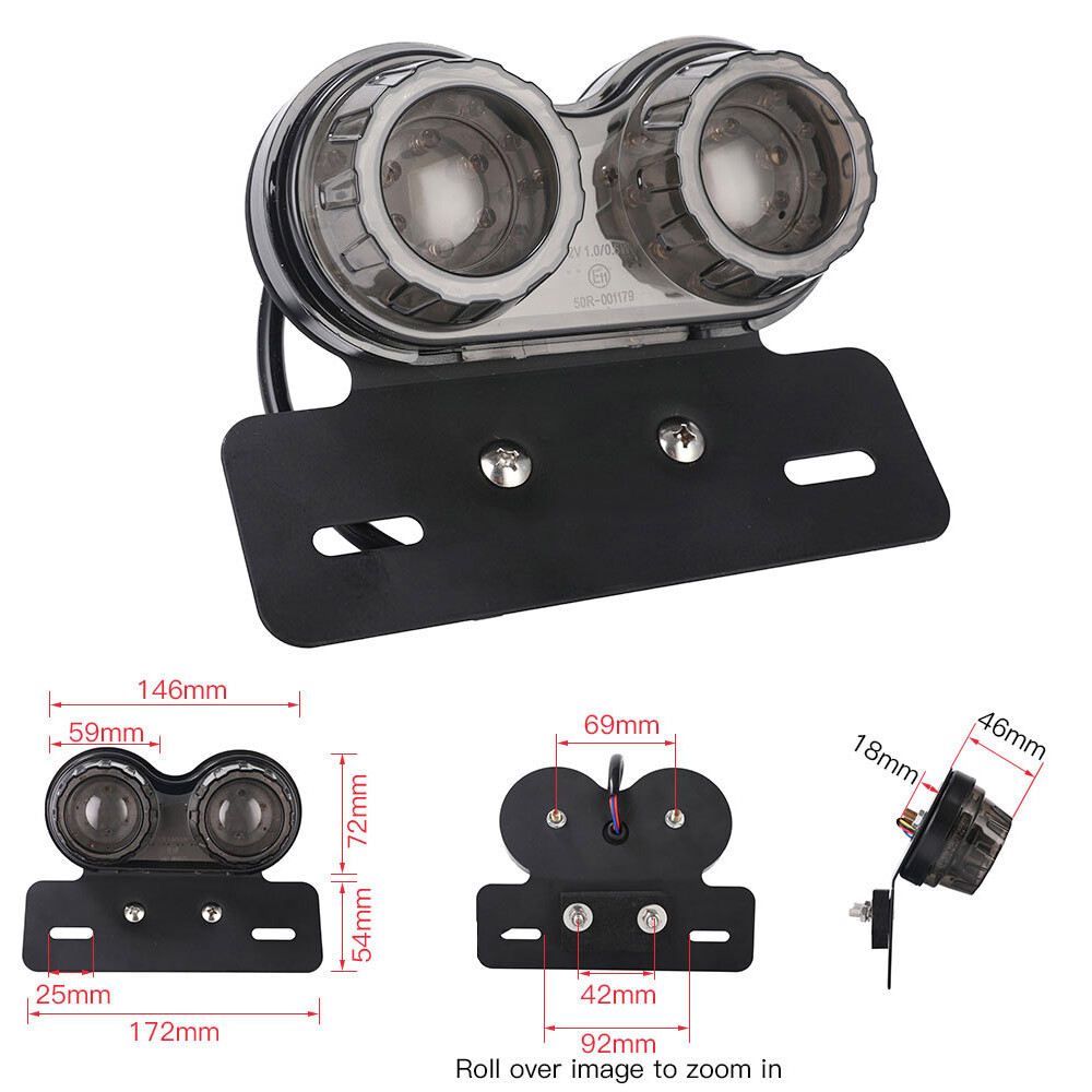 AUXITO MOTORS LED Tail Brake Light With License Plate Bracket For Yamaha V Star & Universal Motorcycles