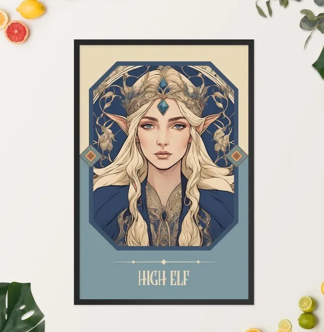 High Elf Art Nouveau Tarot Woman Fantasy Art Print