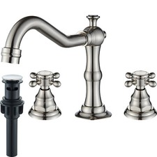 Brushed Nickel Widespread Bathroom Faucet Waterfall Vanity Sink 3 Hole Mixer Tap