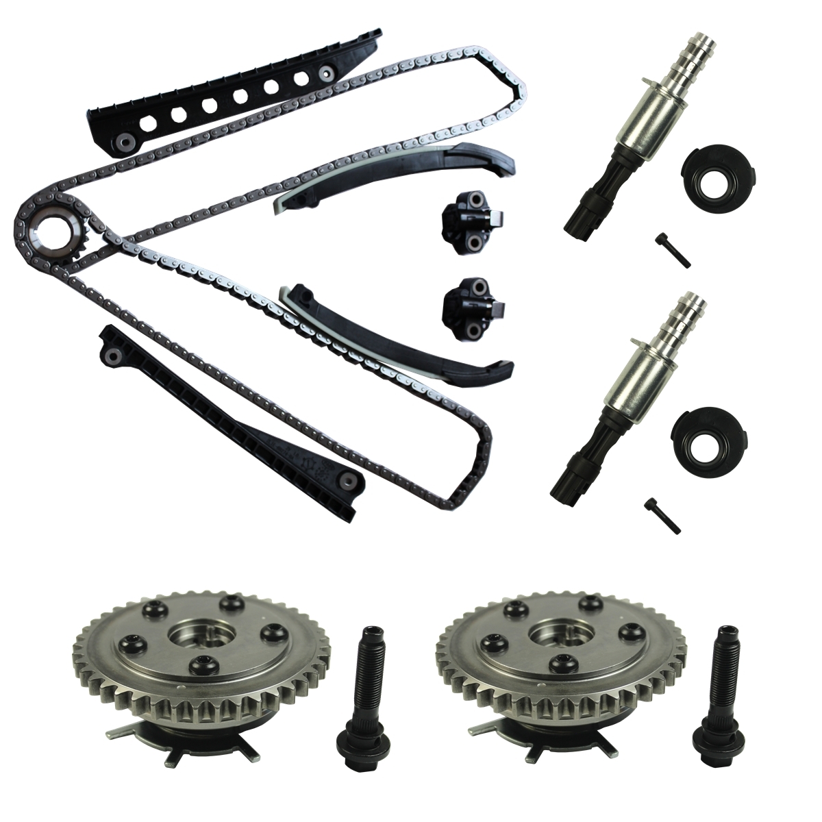 Timing Chain Kit Cam Phasers VVT Valves FOR Ford F150 F250 with Seal