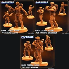 3D Printed Papsikels Cyberpunk Sci-Fi Human Colonial Marine Pfc Set - 28mm 32mm