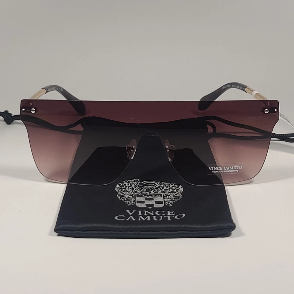 Gafas de sol Vince Camuto VC1119 GLD sin montura con escudo dorado marrón/marrón degradado