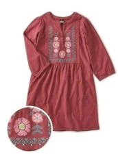 Size 10 TEA COLLECTION Embroidered Henley Dress - Rose Quartz