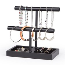 2-Tier Bracelet Holder Stand   Wood Base Jewelry Organizer for Watch  Bangle